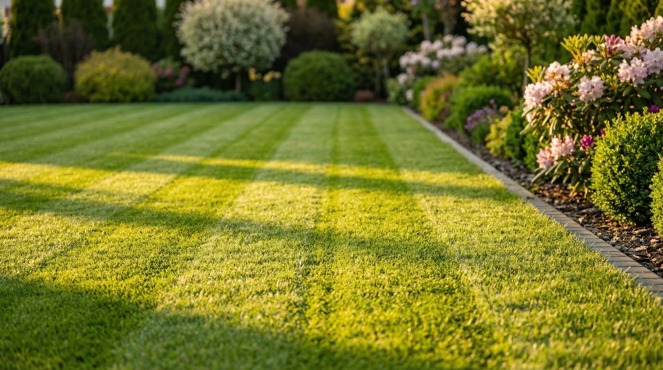 Trawnik po koszeniu - równe pasy
