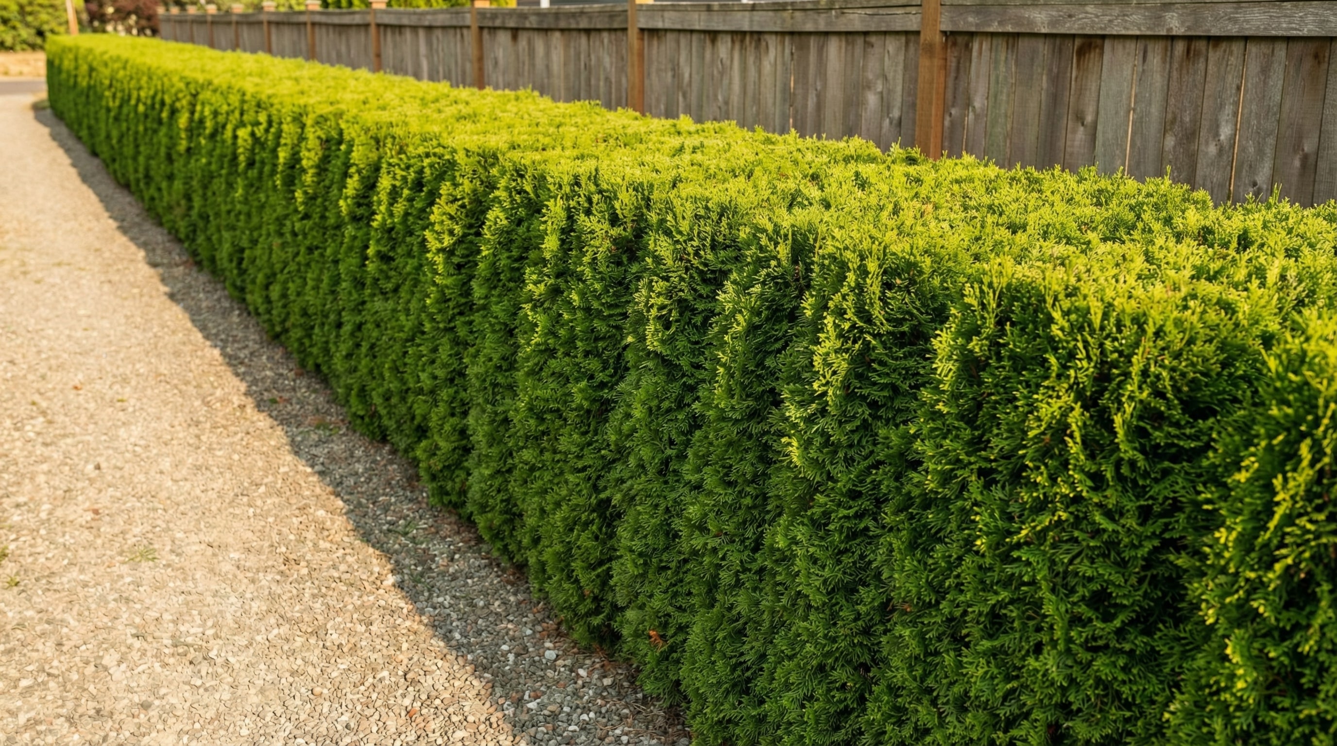 Tuje po przycięciu - równy szpaler